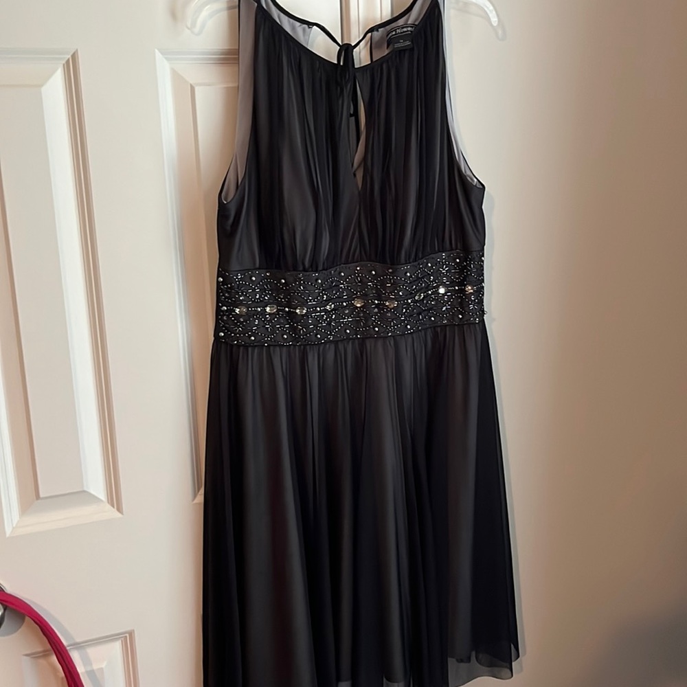 Blue/black beaded cocktail dress